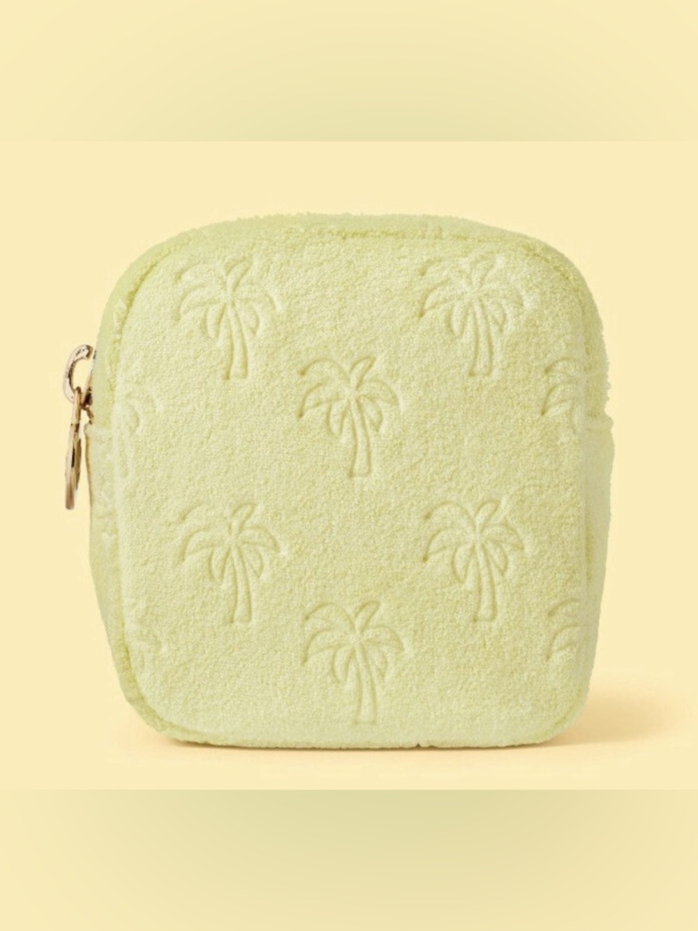 Stoney Clover Lane Pale Yellow Plush Zip Pouch with Gold Hardware